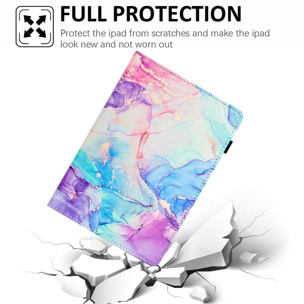 For Lenovo Tab M10 (Gen 3) Case Multi-Angle Viewing Smart PU Leather Marble Cover - Purple  /  Blue