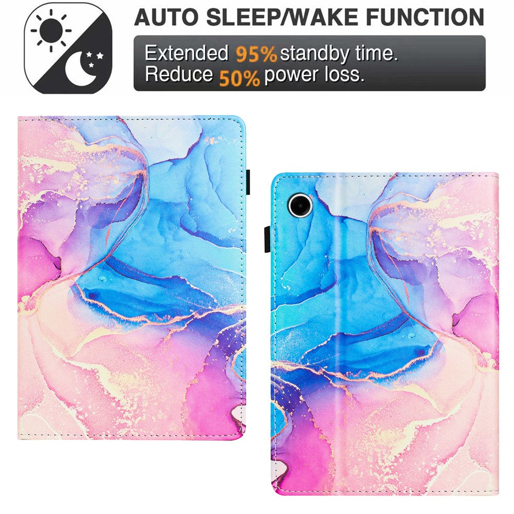 For Lenovo Tab M10 Plus (3rd Gen) Case Auto Wake / Sleep PU Leather Folding Stand Cover Marble Pattern - Pink  /  Blue
