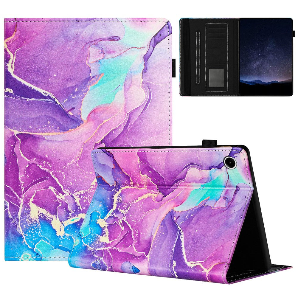 For Lenovo Tab M10 Plus (3rd Gen) Case Auto Wake / Sleep PU Leather Folding Stand Cover Marble Pattern - Purple
