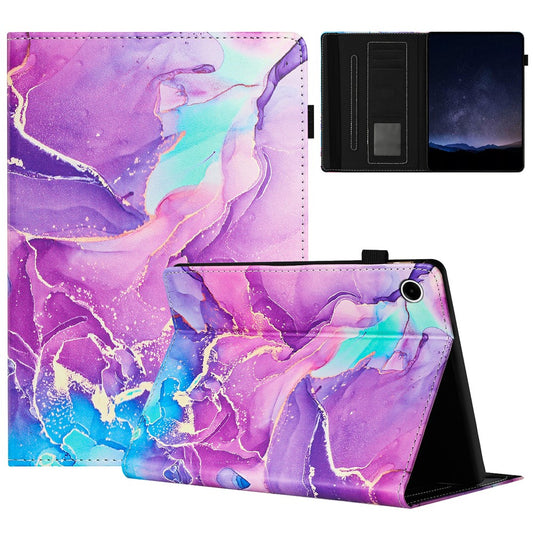 For Lenovo Tab M10 Plus (3rd Gen) Case Auto Wake / Sleep PU Leather Folding Stand Cover Marble Pattern - Purple