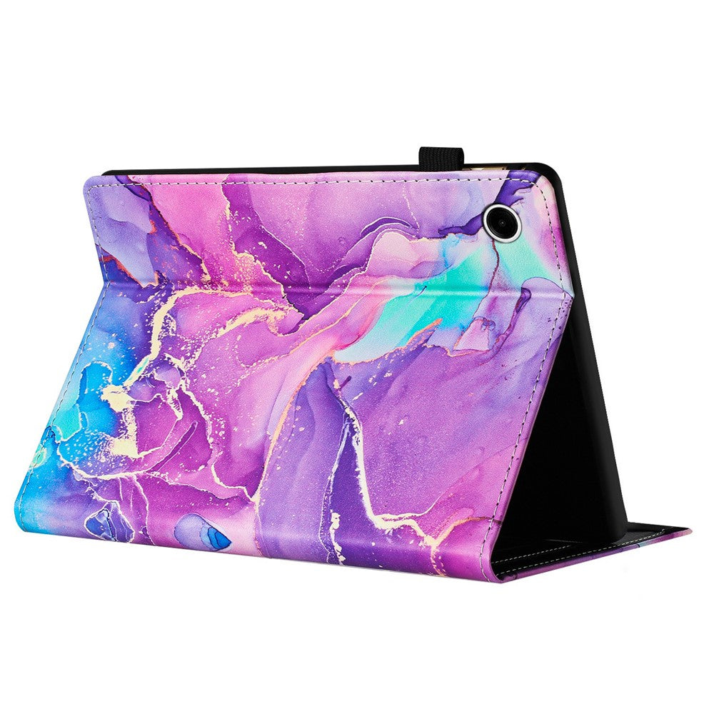 For Lenovo Tab M10 Plus (3rd Gen) Case Auto Wake / Sleep PU Leather Folding Stand Cover Marble Pattern - Purple