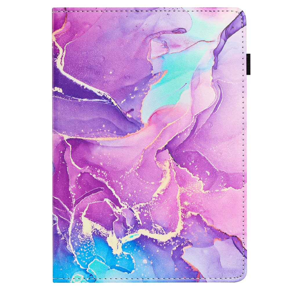 For Lenovo Tab M10 Plus (3rd Gen) Case Auto Wake / Sleep PU Leather Folding Stand Cover Marble Pattern - Purple