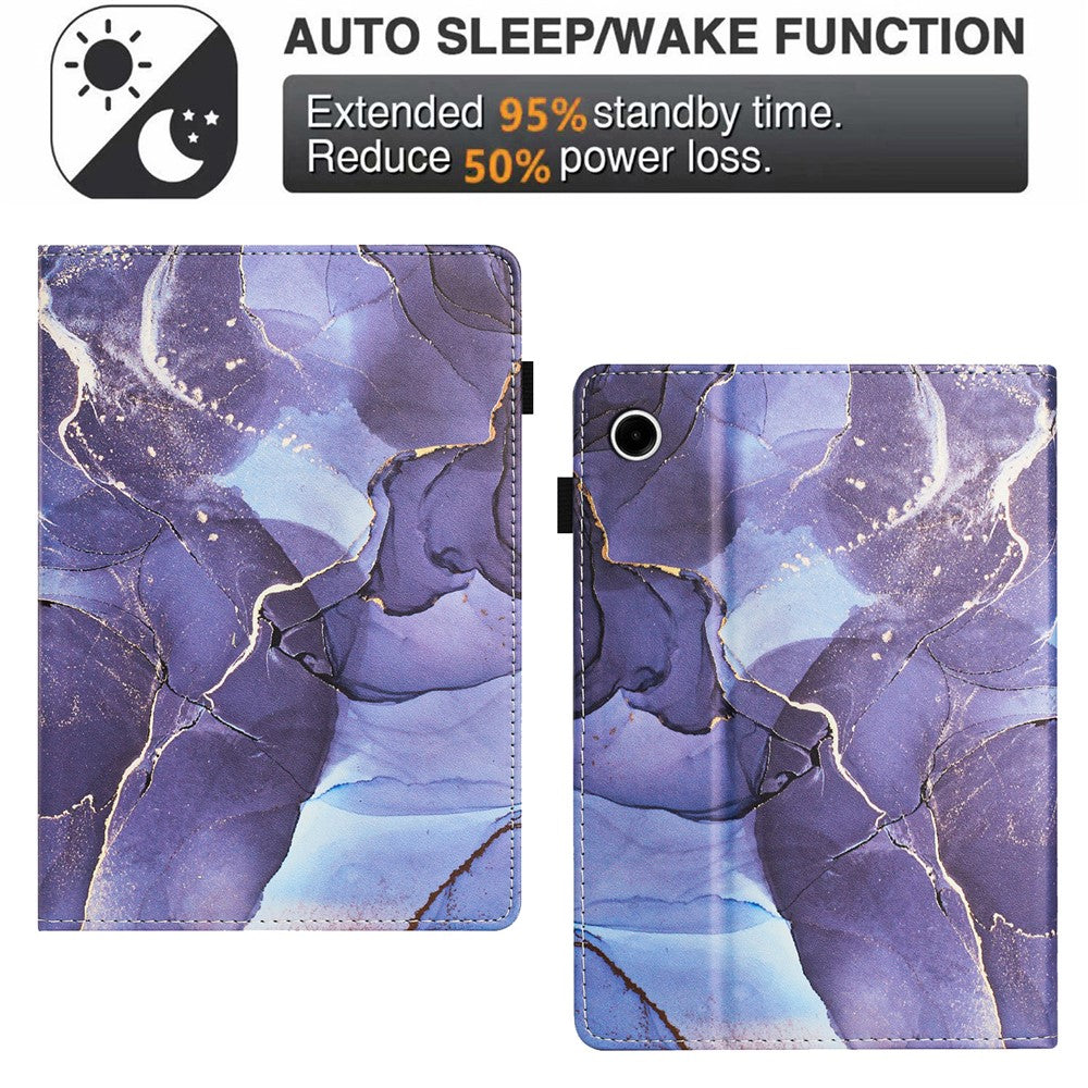 For Lenovo Tab M10 Plus (3rd Gen) Case Auto Wake / Sleep PU Leather Folding Stand Cover Marble Pattern - Grey