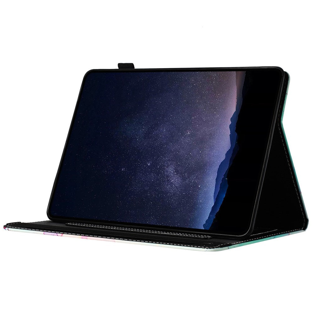 For Lenovo Tab M10 Plus (3rd Gen) Case Auto Wake / Sleep PU Leather Folding Stand Cover Marble Pattern - Pink