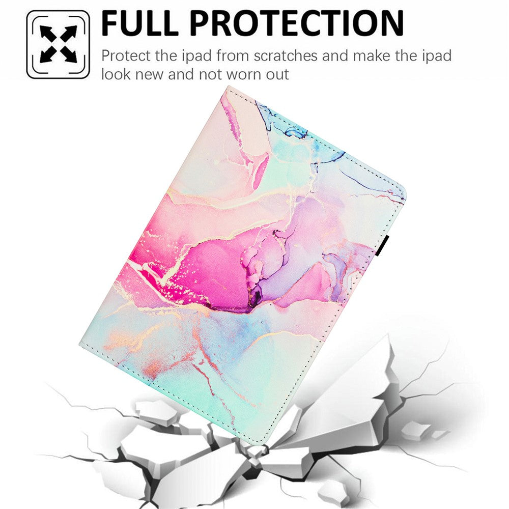 For Lenovo Tab M10 Plus (3rd Gen) Case Auto Wake / Sleep PU Leather Folding Stand Cover Marble Pattern - Pink