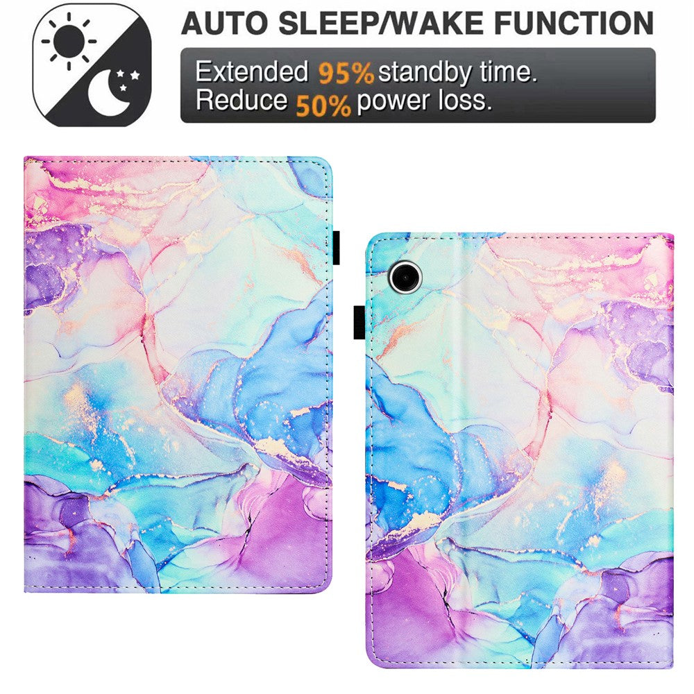 For Lenovo Tab M10 Plus (3rd Gen) Case Auto Wake / Sleep PU Leather Folding Stand Cover Marble Pattern - Purple  /  Blue