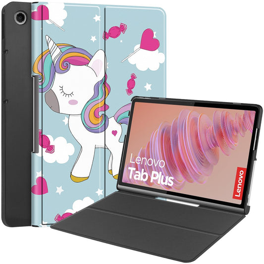 For Lenovo Tab Plus Stand Case Pattern Print Leather Tablet Cover - Horse