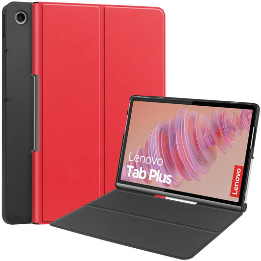 For Lenovo Tab Plus Stand Case Shockproof Leather Tablet Cover - Red