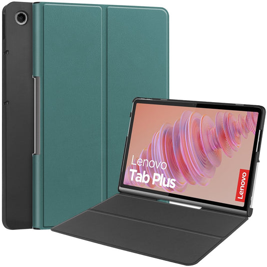 For Lenovo Tab Plus Stand Case Shockproof Leather Tablet Cover - Blackish Green