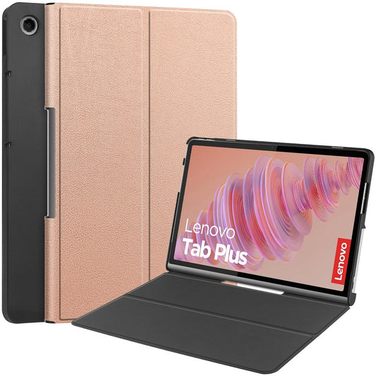 For Lenovo Tab Plus Stand Case Shockproof Leather Tablet Cover - Rose Gold