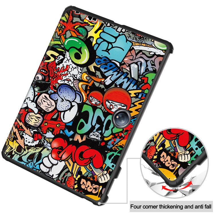 For OnePlus Pad 2 Stand Case Pattern Print Leather Tablet Cover - Graffiti
