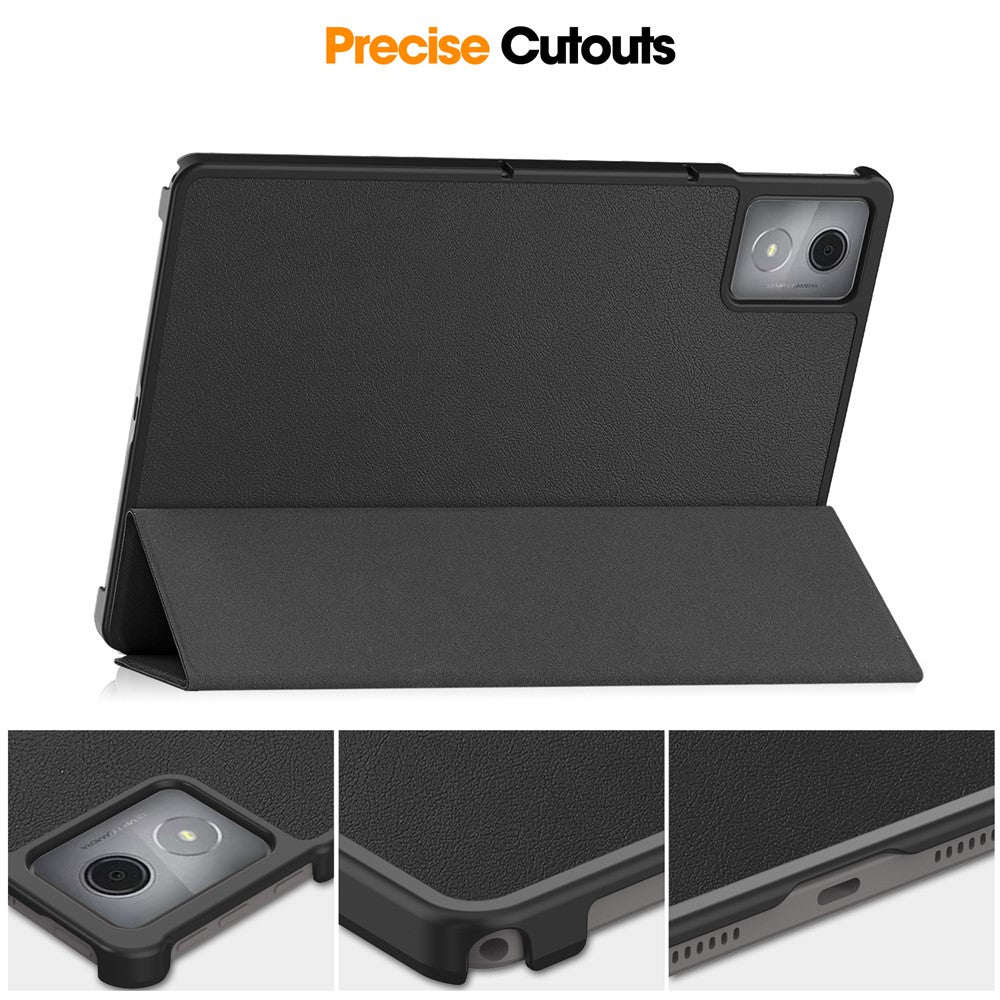 For Lenovo Tab K11 Plus Shockproof Case Leather Stand Tablet Cover - Black