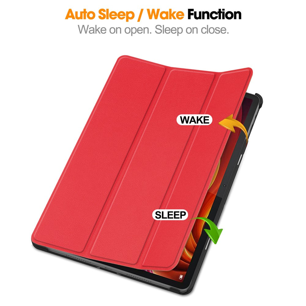 For Lenovo Tab K11 Plus Shockproof Case Leather Stand Tablet Cover - Red