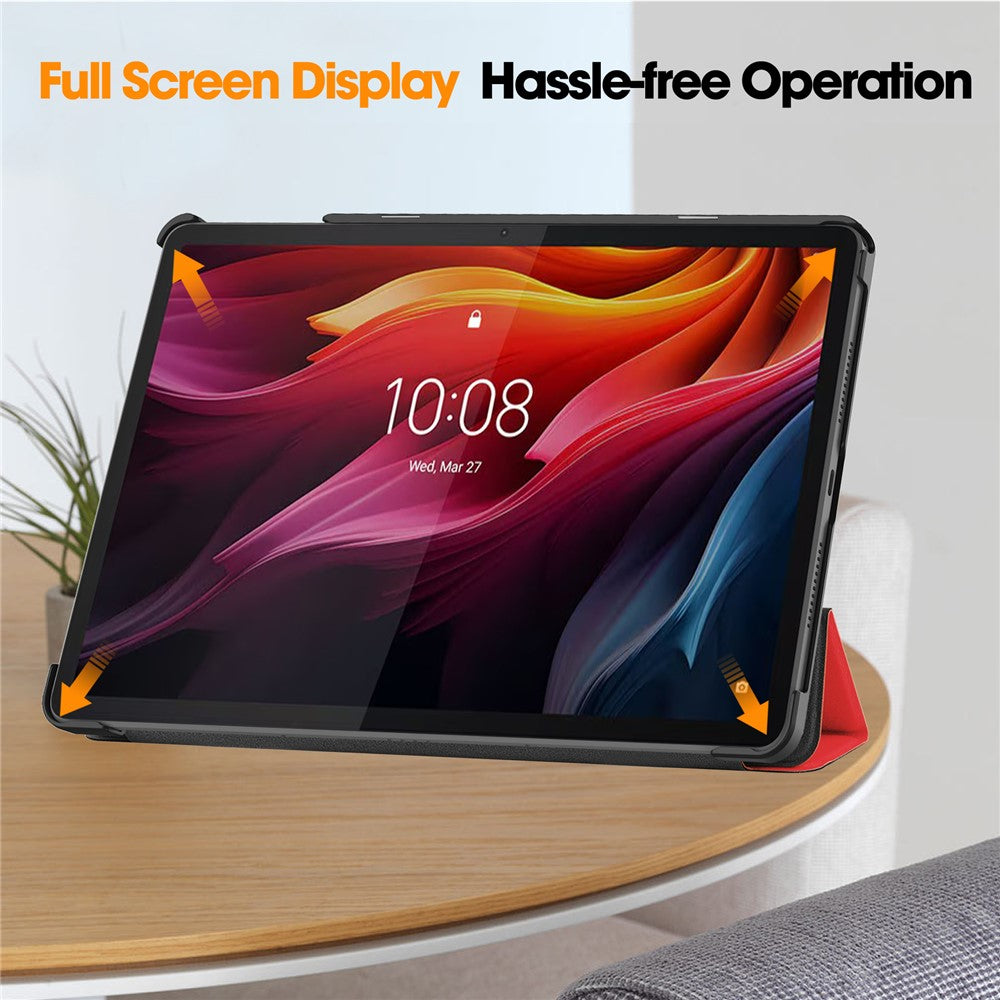 For Lenovo Tab K11 Plus Shockproof Case Leather Stand Tablet Cover - Red