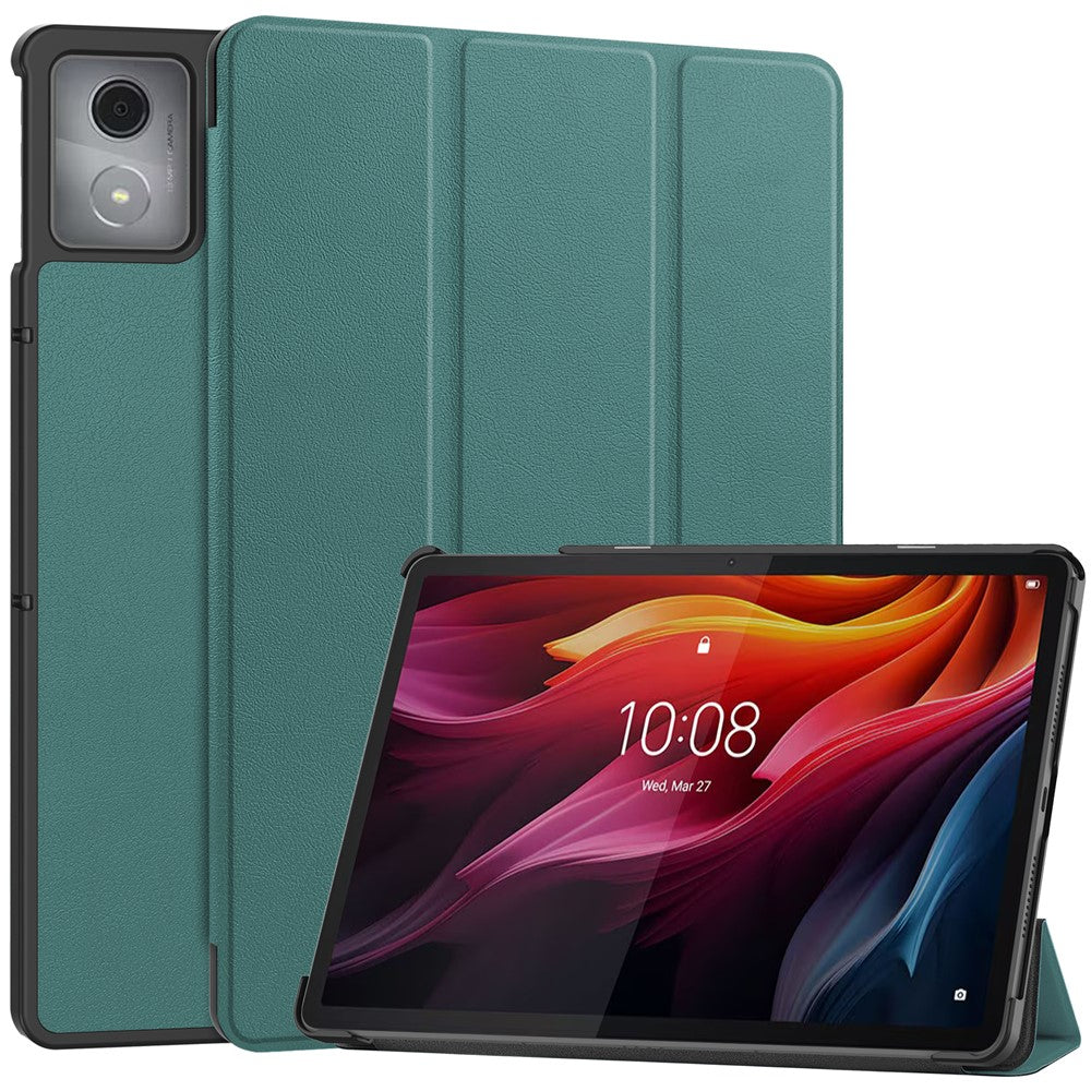 For Lenovo Tab K11 Plus Shockproof Case Leather Stand Tablet Cover - Blackish Green