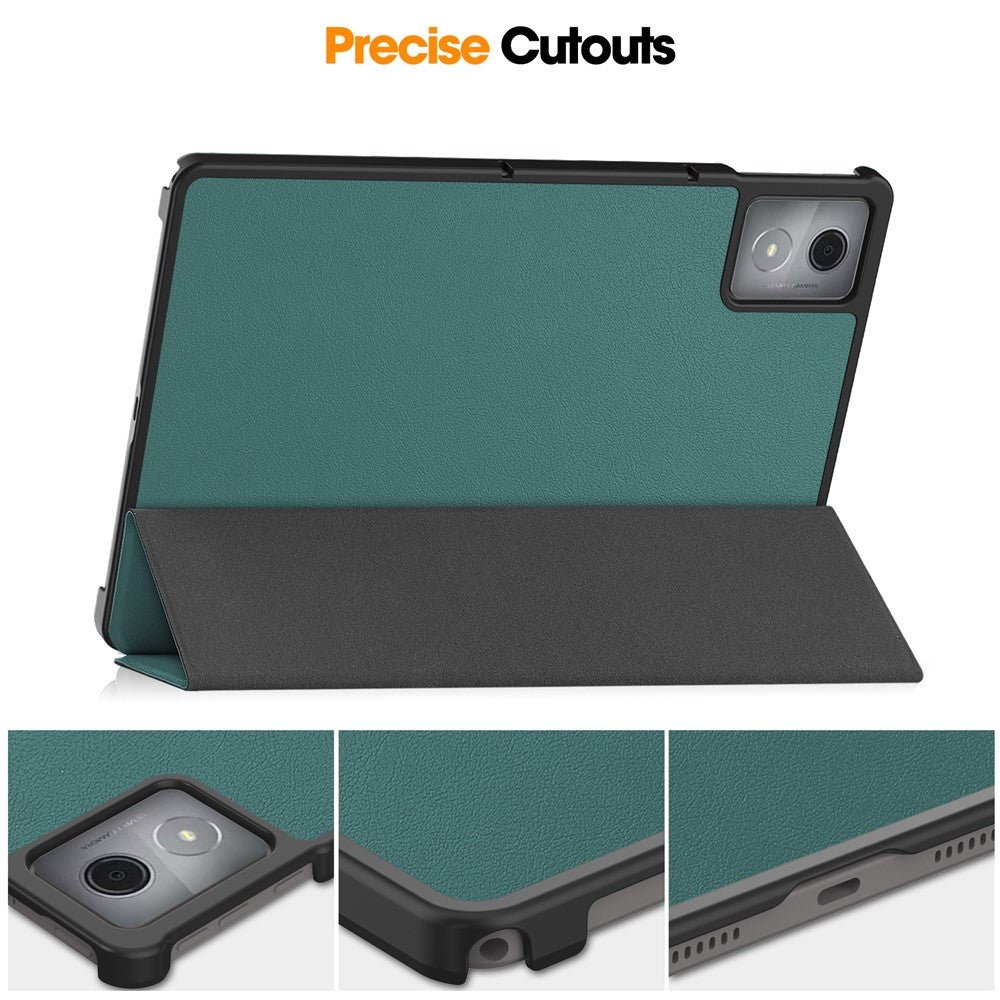 For Lenovo Tab K11 Plus Shockproof Case Leather Stand Tablet Cover - Blackish Green