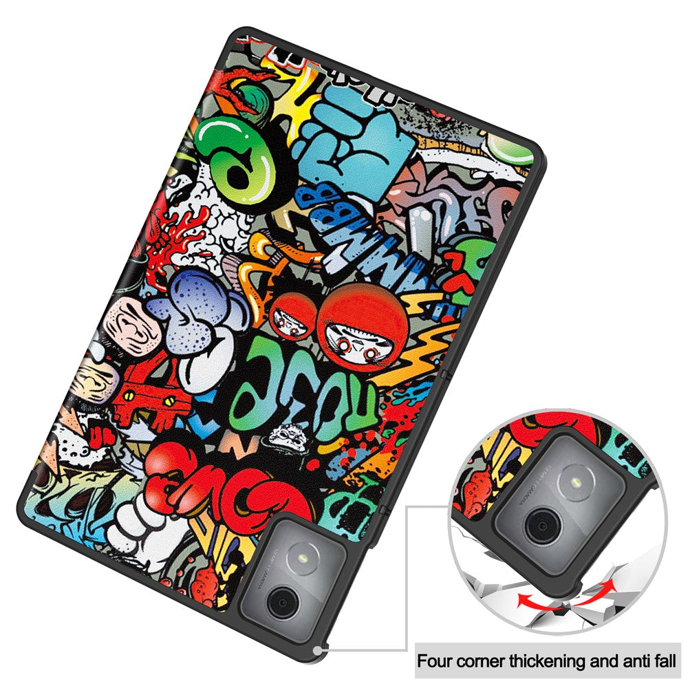 For Lenovo Tab K11 Plus Case Pattern Print Leather Tablet Cover with Stand - Graffiti
