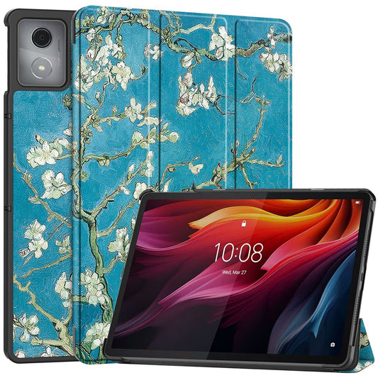 For Lenovo Tab K11 Plus Case Pattern Print Leather Tablet Cover with Stand - Apricot Blossom