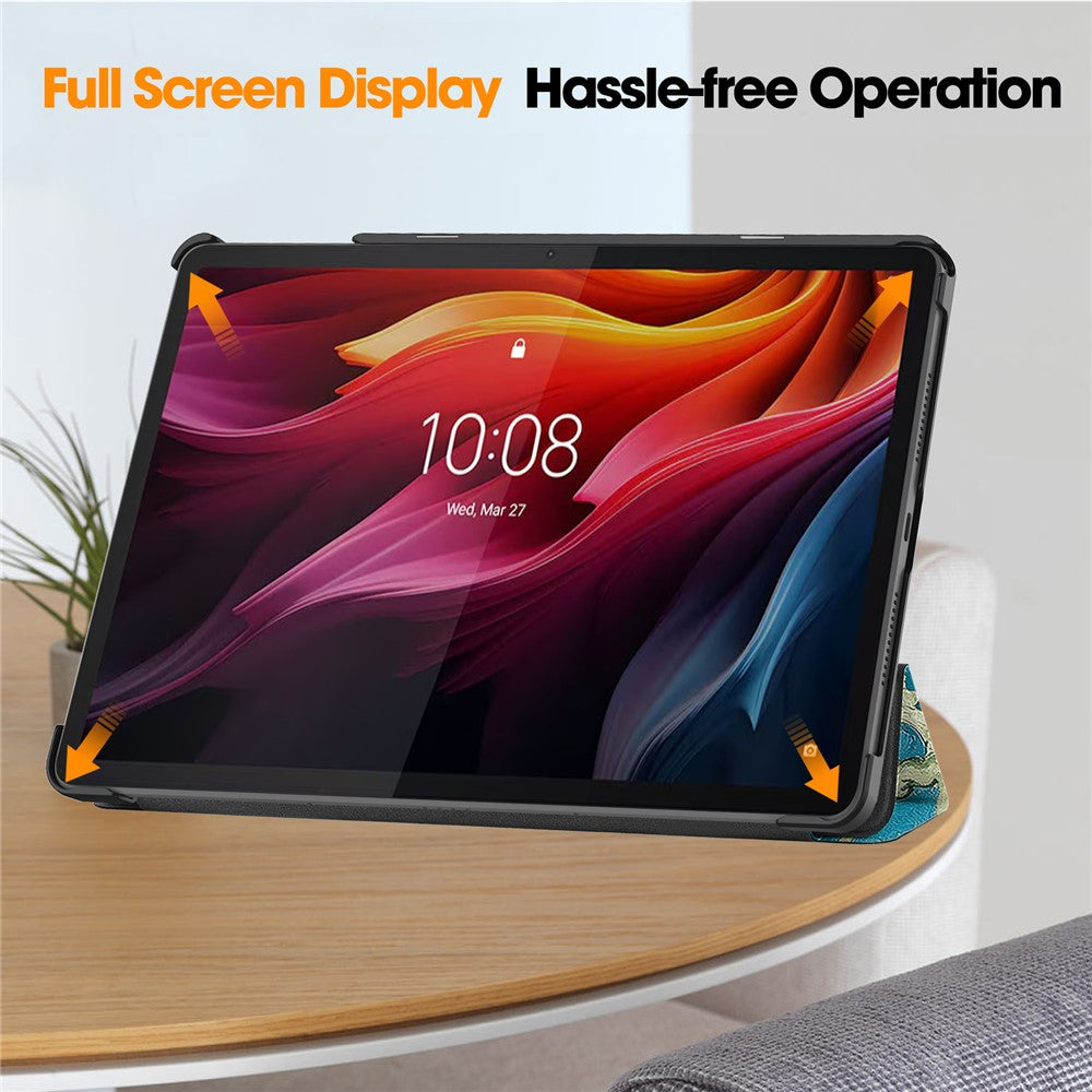 For Lenovo Tab K11 Plus Case Pattern Print Leather Tablet Cover with Stand - Apricot Blossom