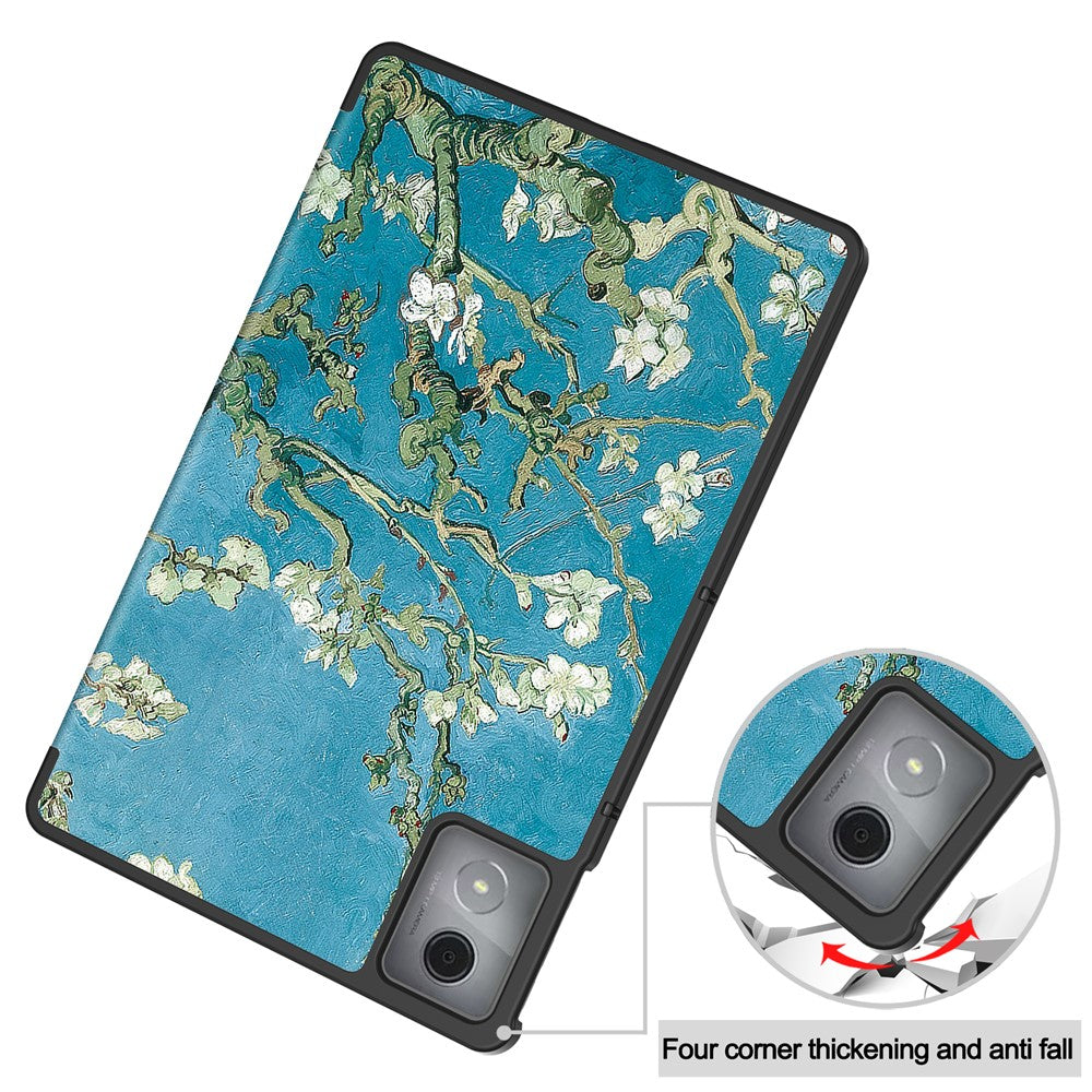 For Lenovo Tab K11 Plus Case Pattern Print Leather Tablet Cover with Stand - Apricot Blossom