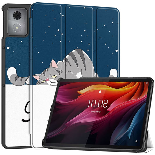 For Lenovo Tab K11 Plus Case Pattern Print Leather Tablet Cover with Stand - Cat