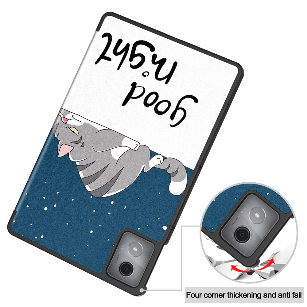 For Lenovo Tab K11 Plus Case Pattern Print Leather Tablet Cover with Stand - Cat