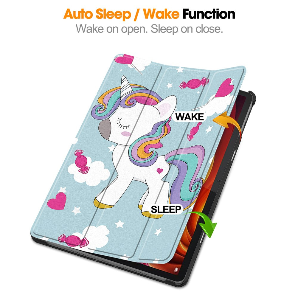 For Lenovo Tab K11 Plus Case Pattern Print Leather Tablet Cover with Stand - Horse
