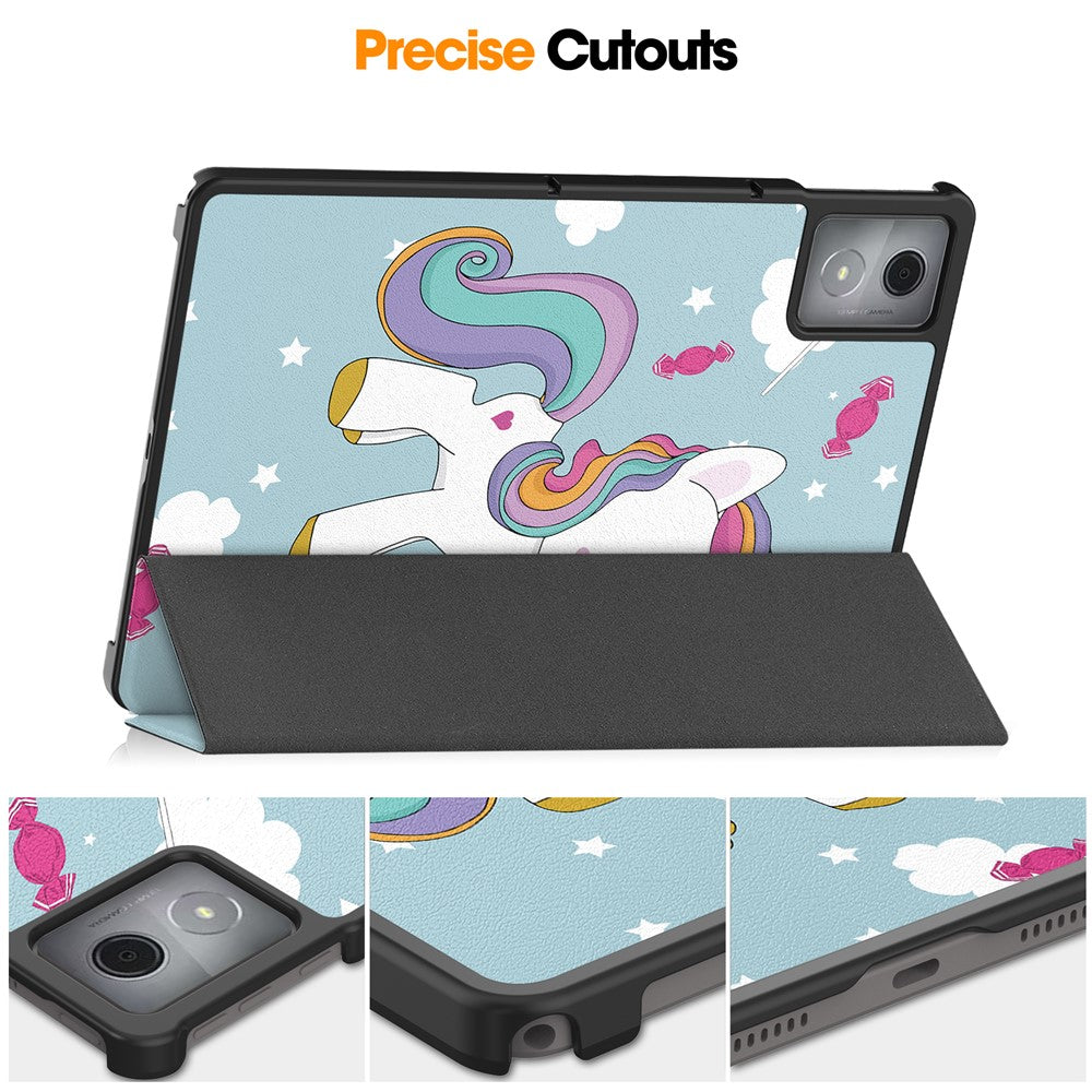 For Lenovo Tab K11 Plus Case Pattern Print Leather Tablet Cover with Stand - Horse