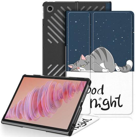 For Lenovo Tab Plus 11.5-inch TB351FU Case Pattern Tablet Leather Cover Hollow Heat Dissipation - Cat