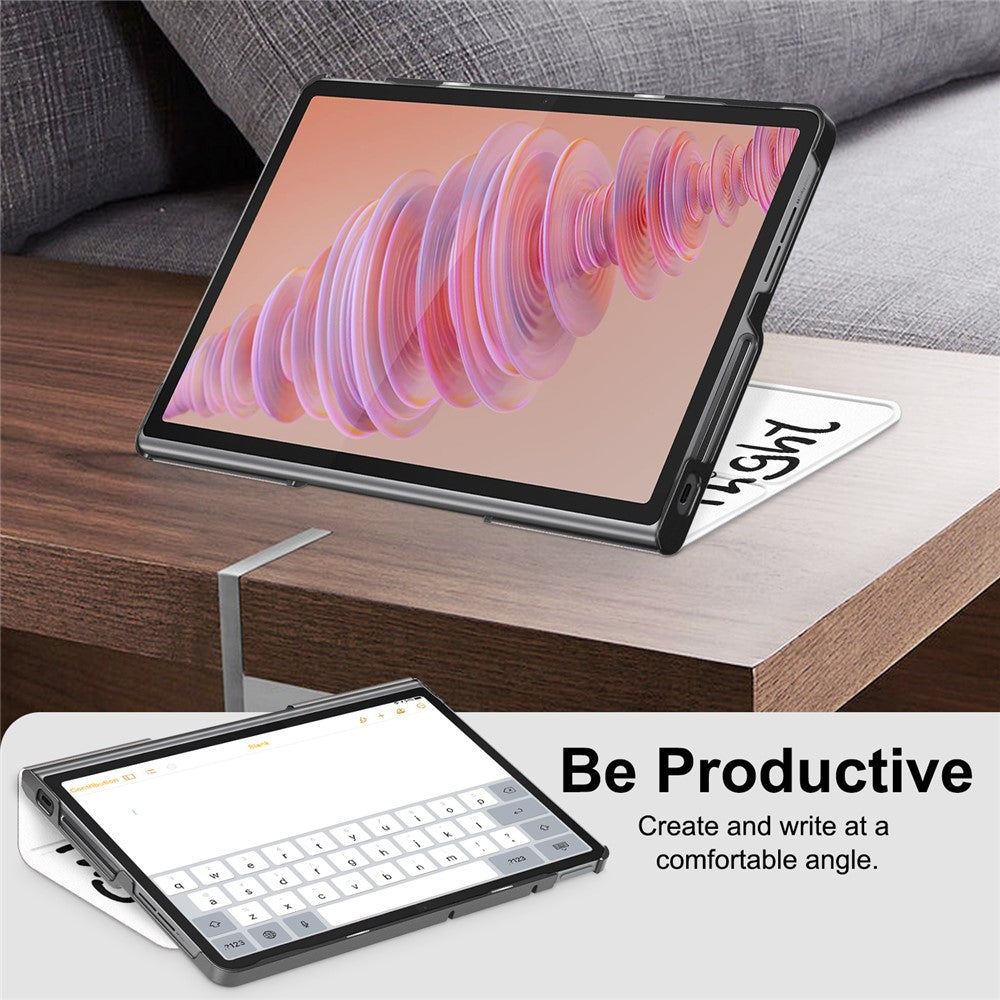 For Lenovo Tab Plus 11.5-inch TB351FU Case Pattern Tablet Leather Cover Hollow Heat Dissipation - Cat