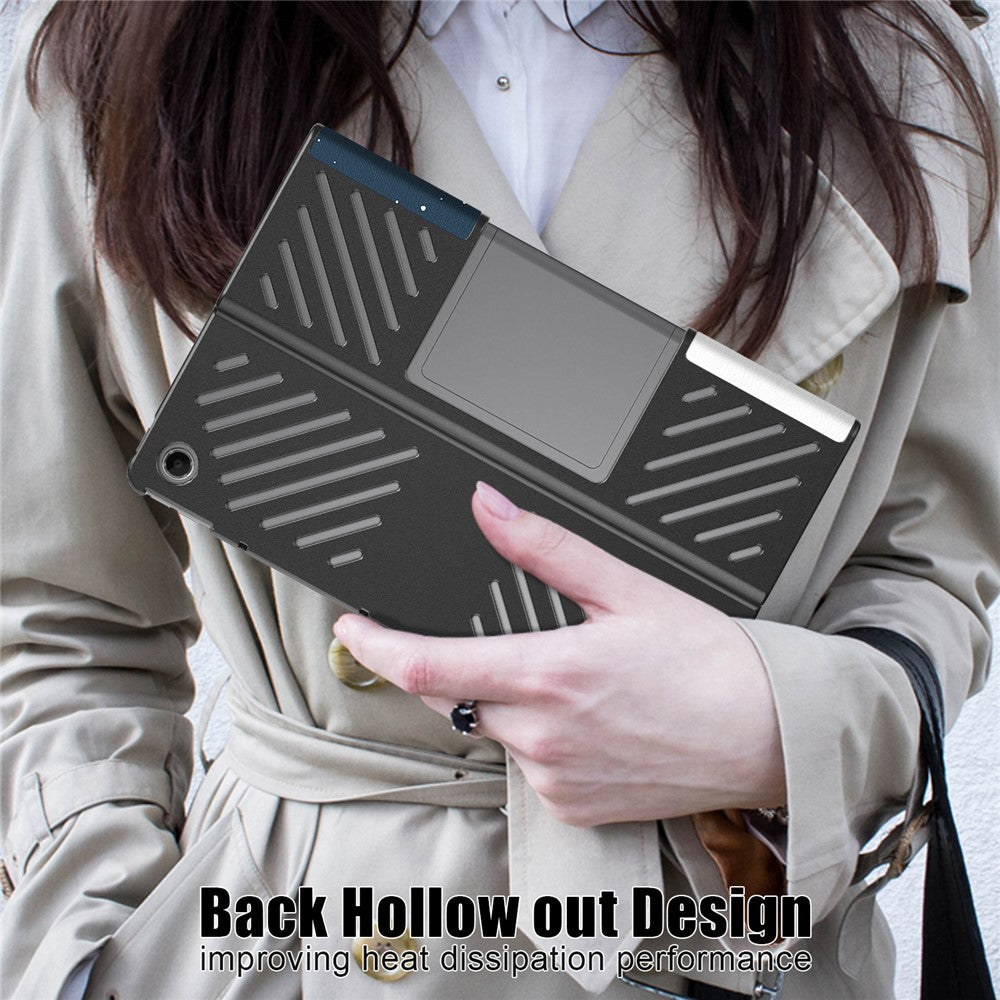 For Lenovo Tab Plus 11.5-inch TB351FU Case Pattern Tablet Leather Cover Hollow Heat Dissipation - Cat