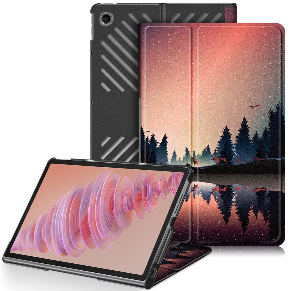 For Lenovo Tab Plus 11.5-inch TB351FU Case Pattern Tablet Leather Cover Hollow Heat Dissipation - Nightfall