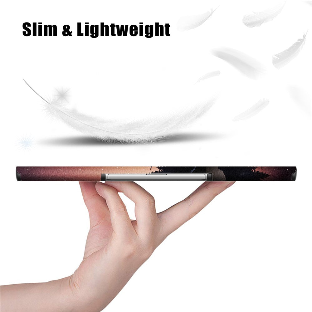 For Lenovo Tab Plus 11.5-inch TB351FU Case Pattern Tablet Leather Cover Hollow Heat Dissipation - Nightfall