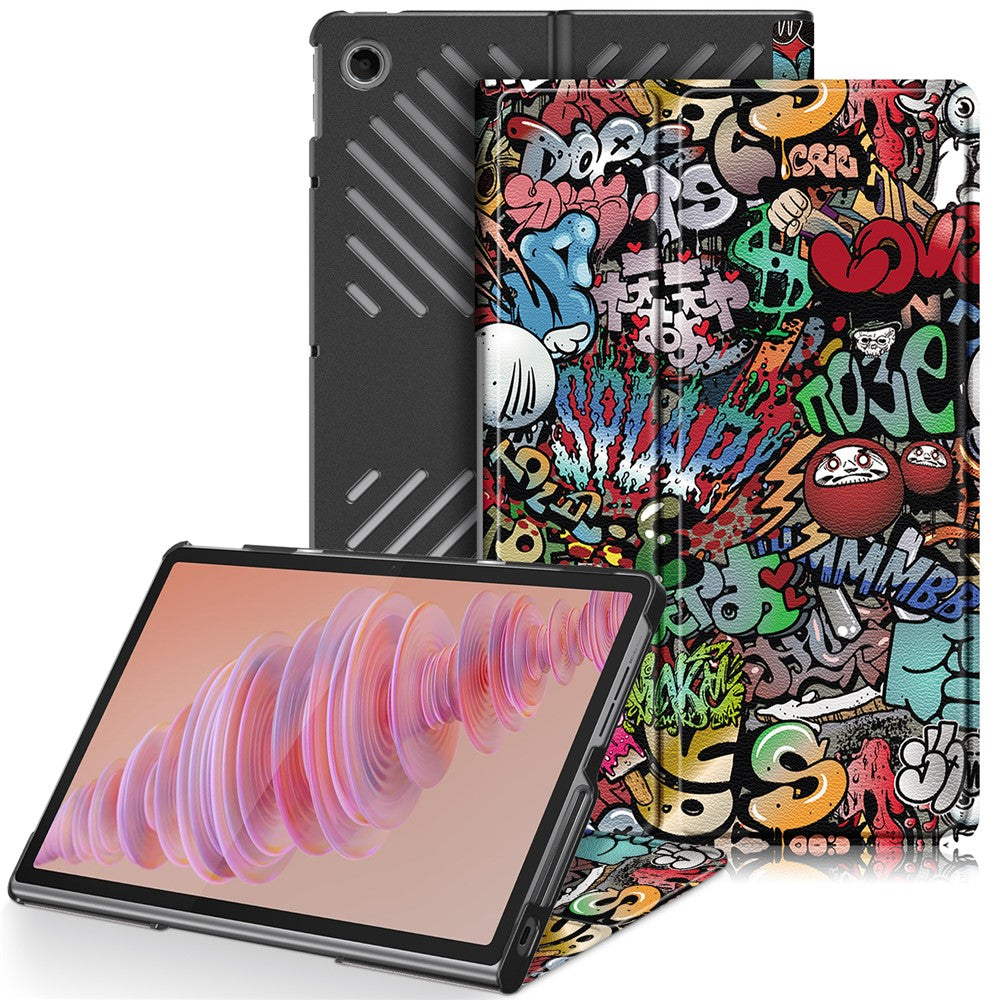 For Lenovo Tab Plus 11.5-inch TB351FU Case Pattern Tablet Leather Cover Hollow Heat Dissipation - Graffiti