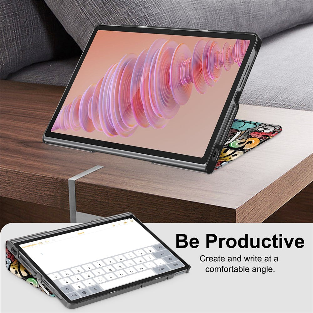 For Lenovo Tab Plus 11.5-inch TB351FU Case Pattern Tablet Leather Cover Hollow Heat Dissipation - Graffiti