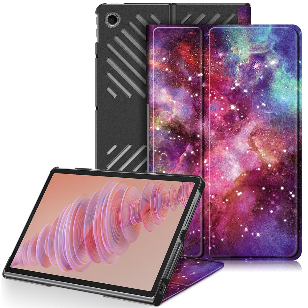 For Lenovo Tab Plus 11.5-inch TB351FU Case Pattern Tablet Leather Cover Hollow Heat Dissipation - Galaxy