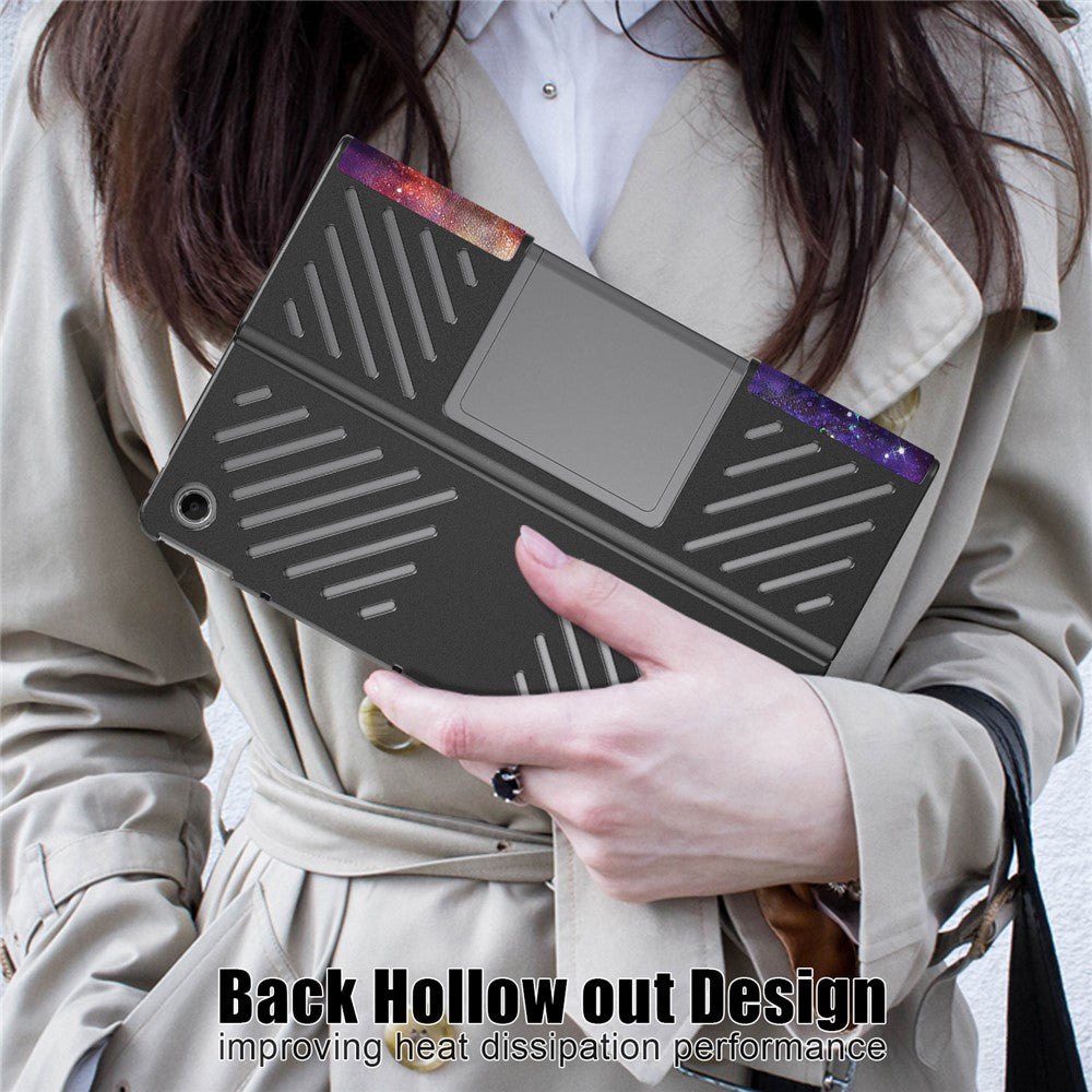 For Lenovo Tab Plus 11.5-inch TB351FU Case Pattern Tablet Leather Cover Hollow Heat Dissipation - Galaxy