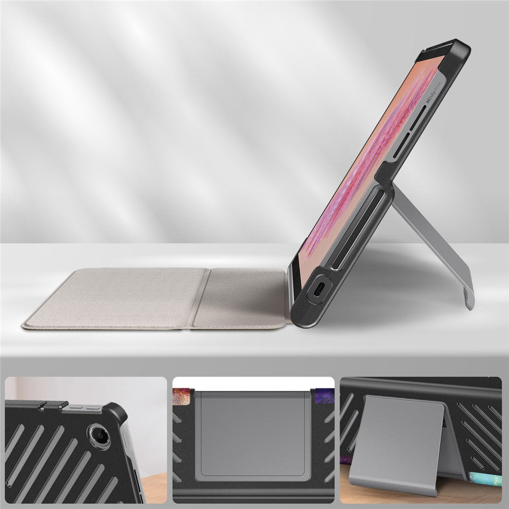 For Lenovo Tab Plus 11.5-inch TB351FU Case Pattern Tablet Leather Cover Hollow Heat Dissipation - Galaxy