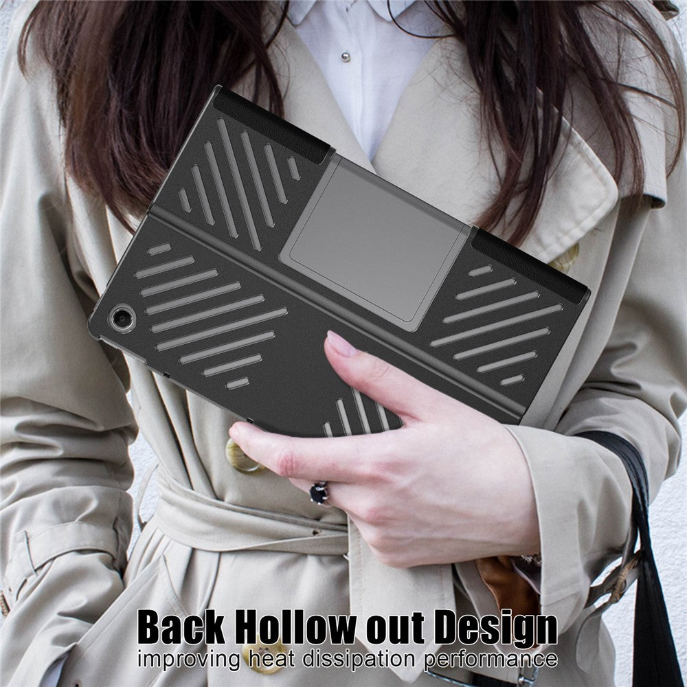 For Lenovo Tab Plus 11.5-inch TB351FU Case Heat Dissipation Stand Leather Tablet Cover - Black