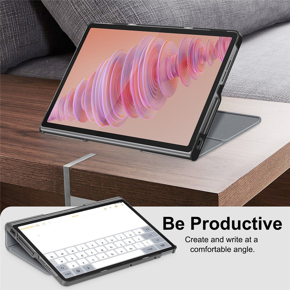 For Lenovo Tab Plus 11.5-inch TB351FU Case Heat Dissipation Stand Leather Tablet Cover - Grey