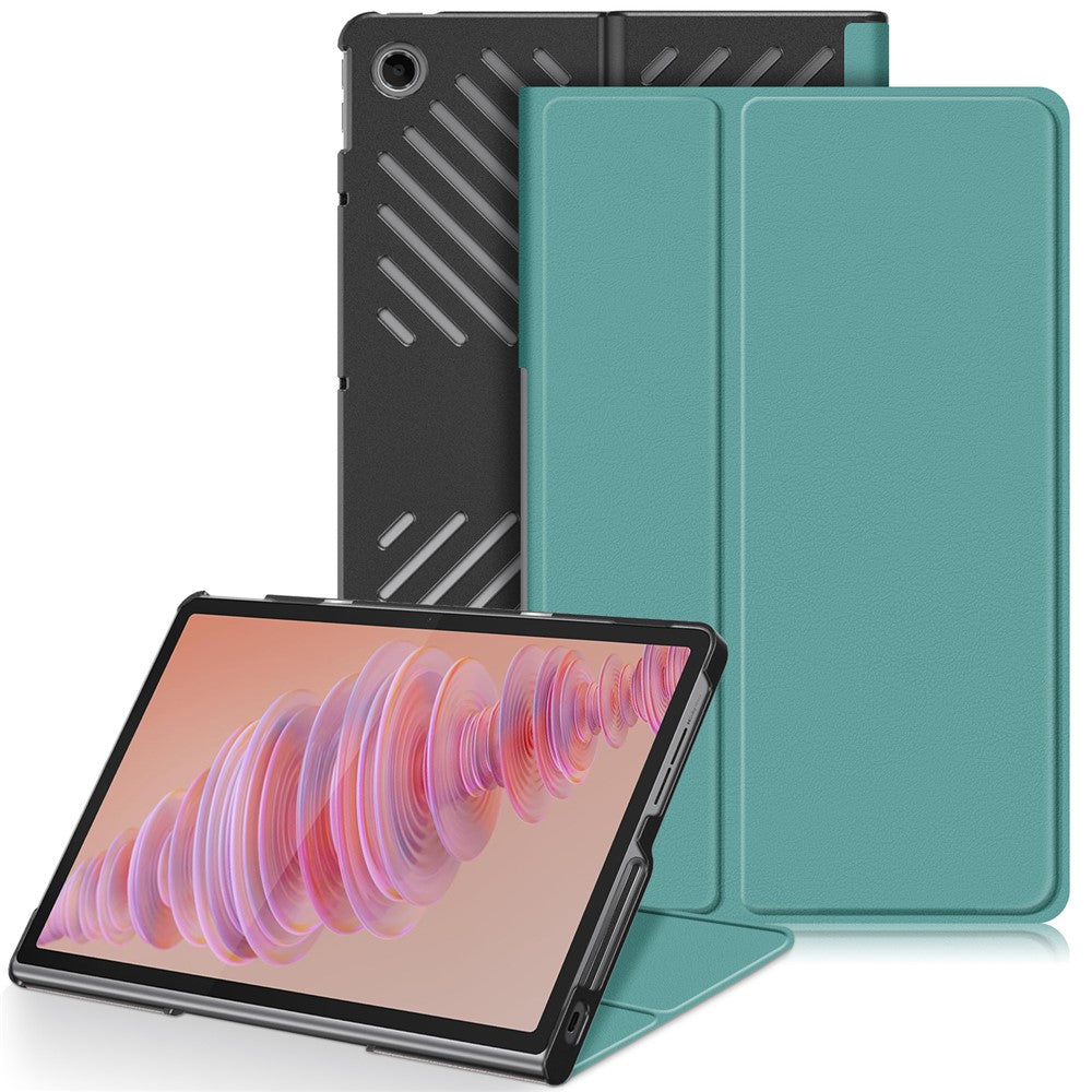 For Lenovo Tab Plus 11.5-inch TB351FU Case Heat Dissipation Stand Leather Tablet Cover - Blackish Green