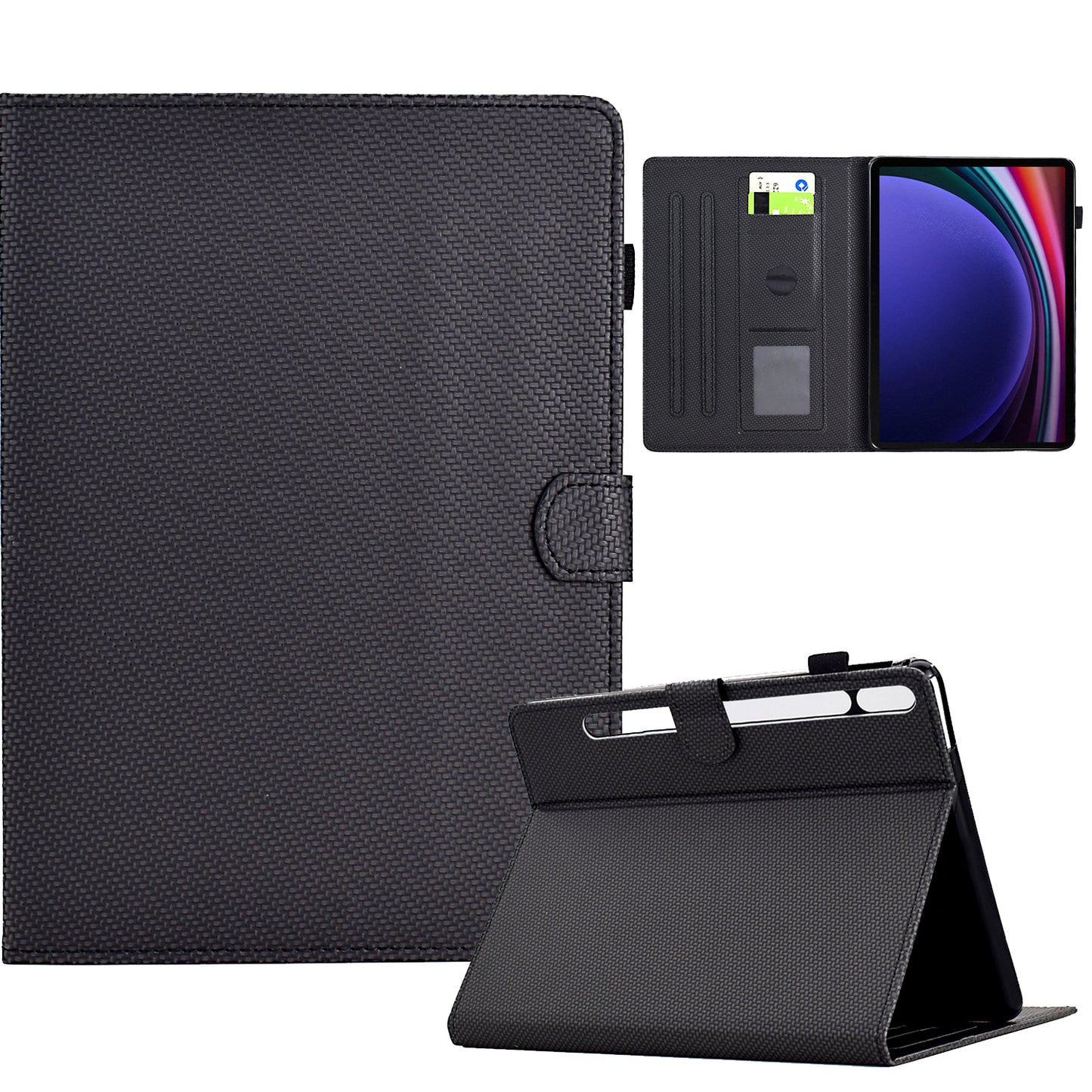 For Samsung Galaxy Tab S9 FE / S9 Case PU Leather Tablet Cover Auto Wake / Sleep - Black