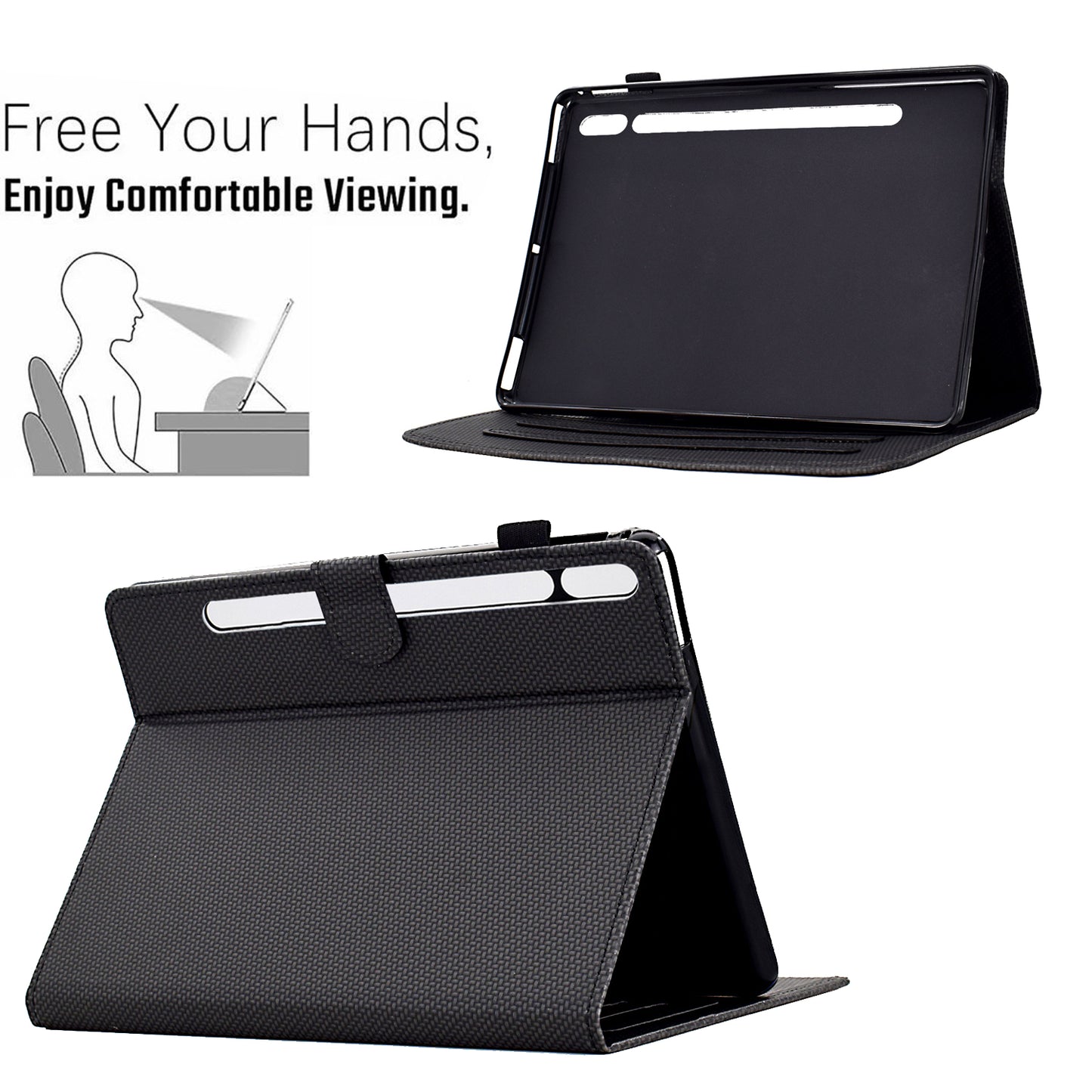 For Samsung Galaxy Tab S9 FE / S9 Case PU Leather Tablet Cover Auto Wake / Sleep - Black