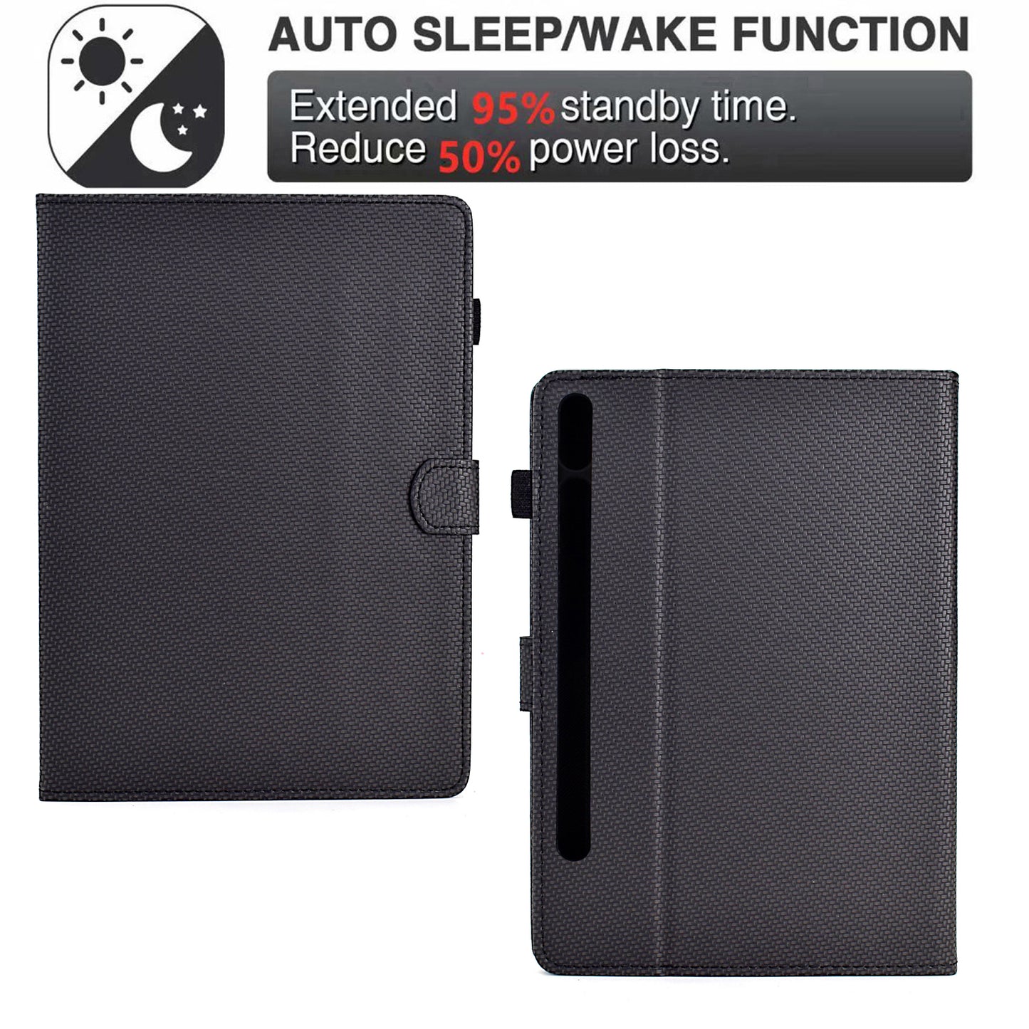 For Samsung Galaxy Tab S9 FE / S9 Case PU Leather Tablet Cover Auto Wake / Sleep - Black