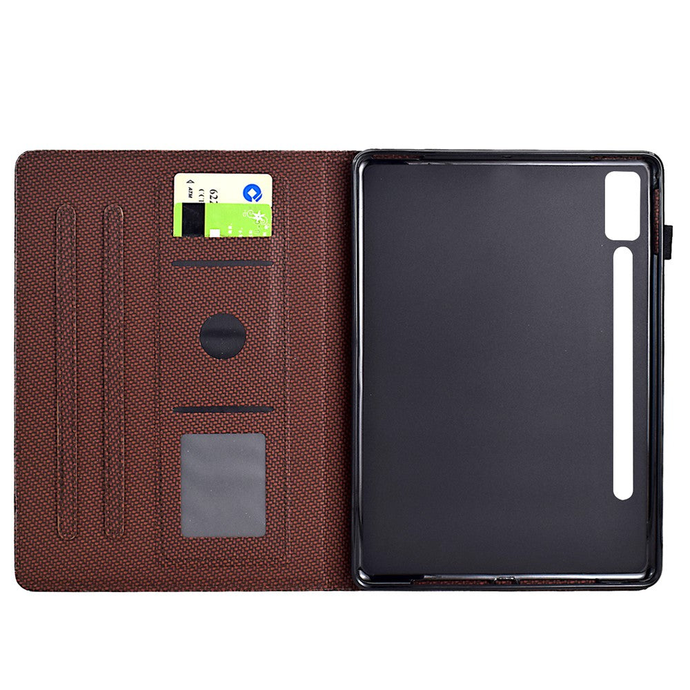 For Lenovo Tab P12 Leather Case Carbon Fiber Texture Tablet Cover Stand View - Brown