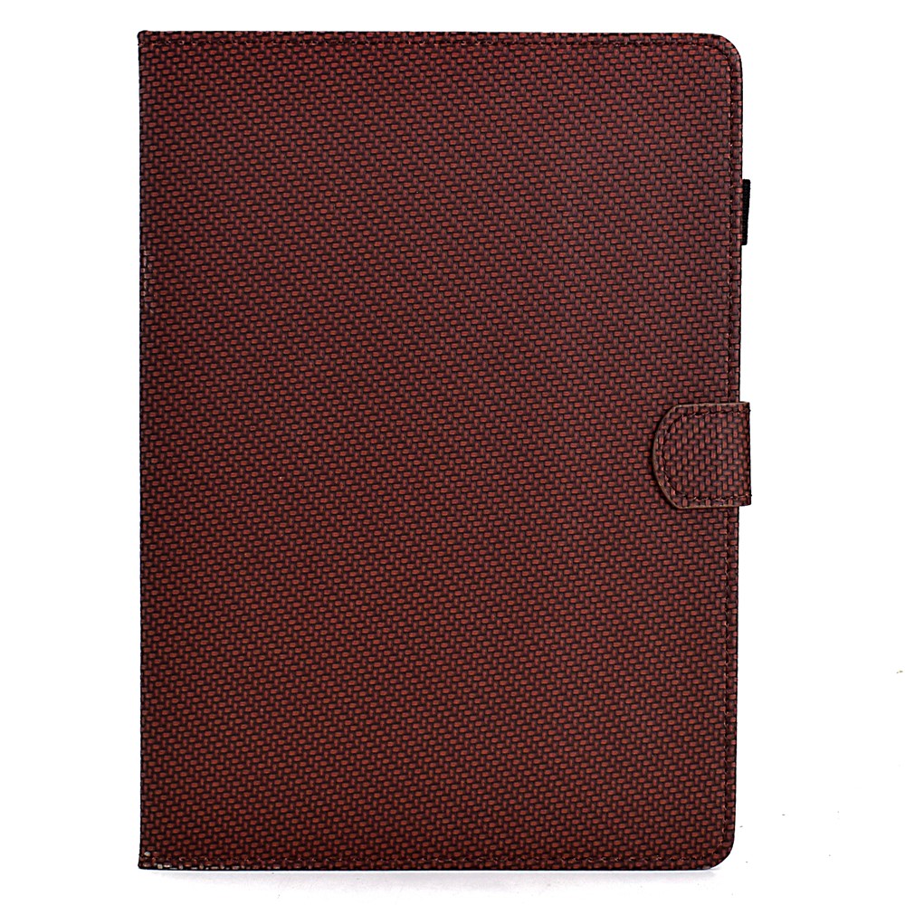 For Lenovo Tab P12 Leather Case Carbon Fiber Texture Tablet Cover Stand View - Brown