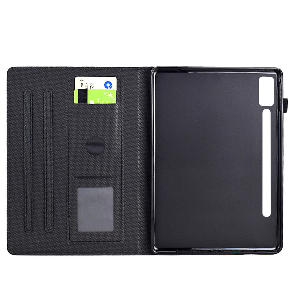 For Lenovo Tab P12 Leather Case Carbon Fiber Texture Tablet Cover Stand View - Black