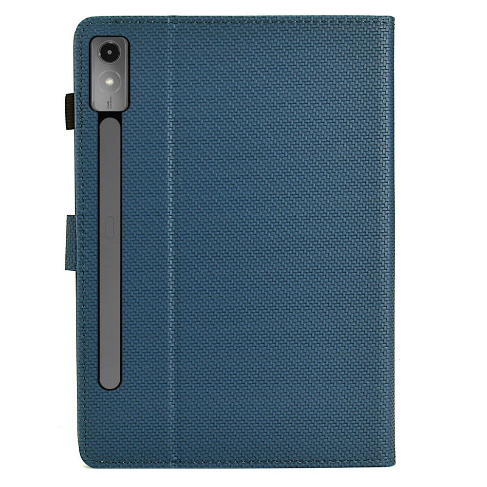For Lenovo Tab P12 Leather Case Carbon Fiber Texture Tablet Cover Stand View - Sapphire