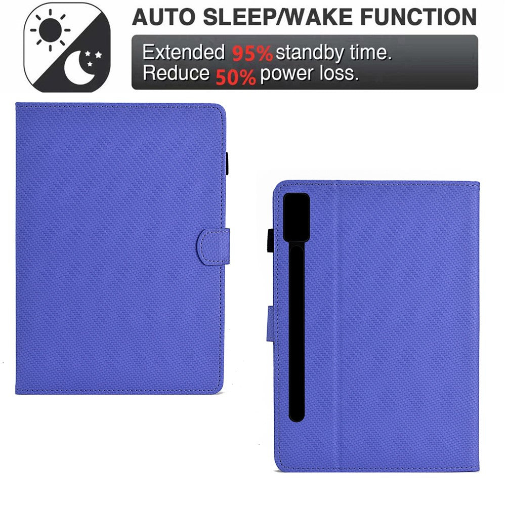 For Lenovo Tab P12 Leather Case Carbon Fiber Texture Tablet Cover Stand View - Purple