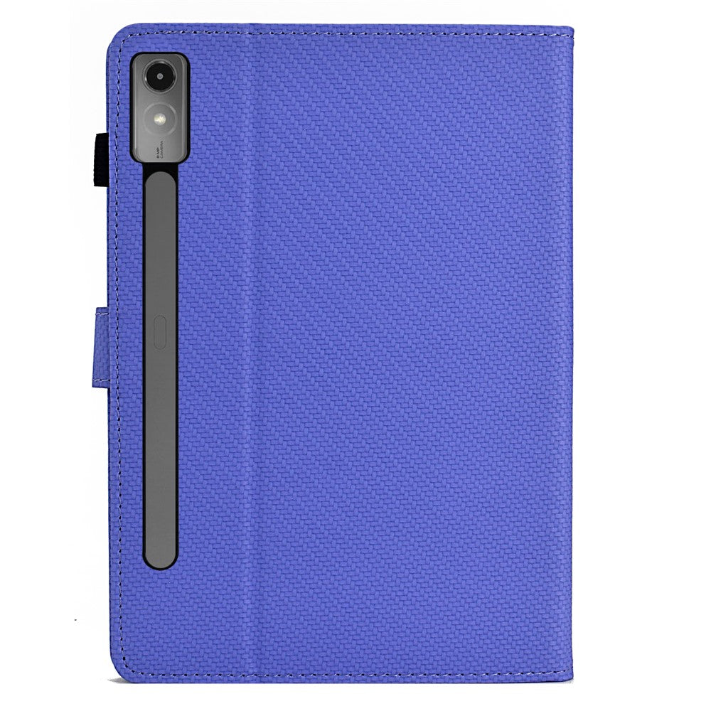 For Lenovo Tab P12 Leather Case Carbon Fiber Texture Tablet Cover Stand View - Purple